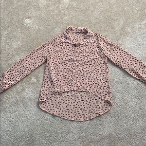 Women’s Peach Animal Print Mesh Button Up